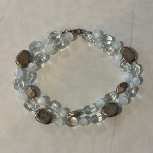 Premier Designs Silver and Blue Beaded Necklace